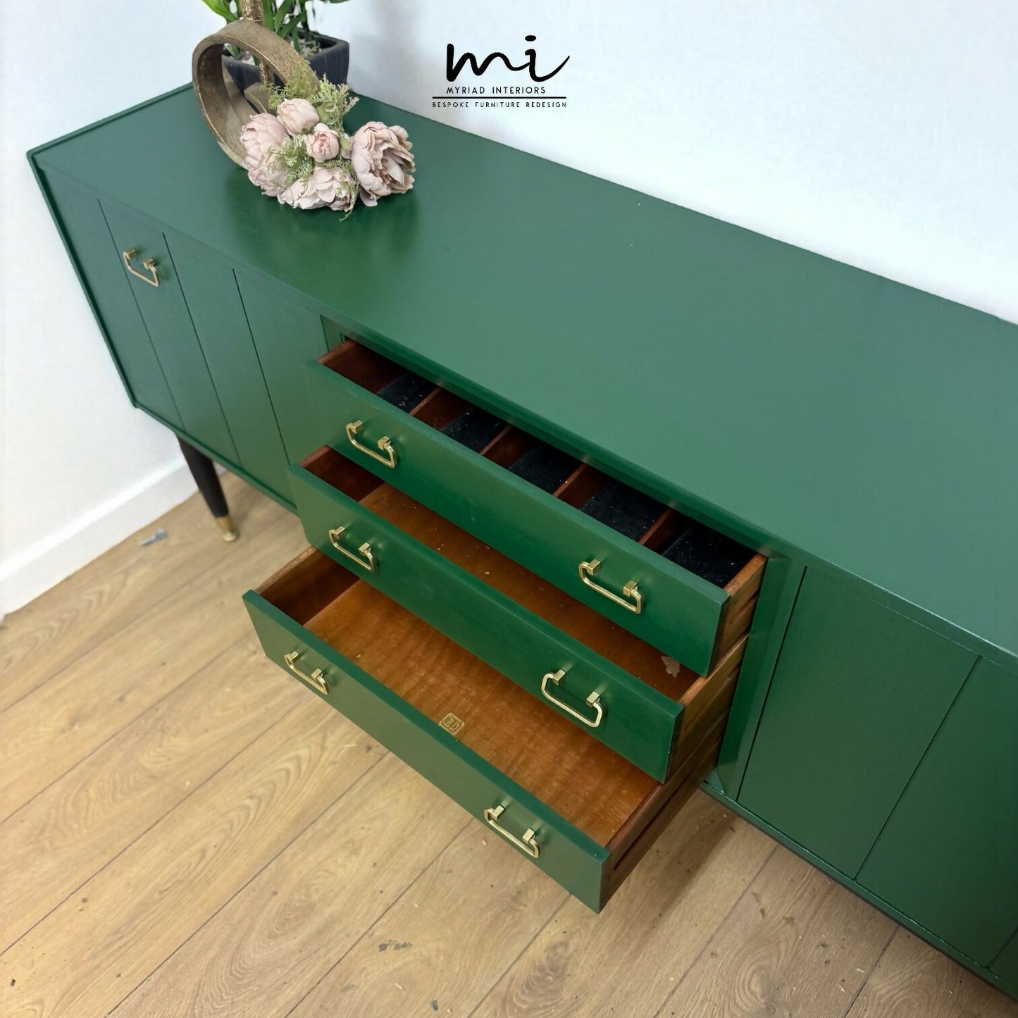Vintage G Plan sideboard in green, E Gomme Tola, mid century modern, drink cabinet, tv stand, media unit
