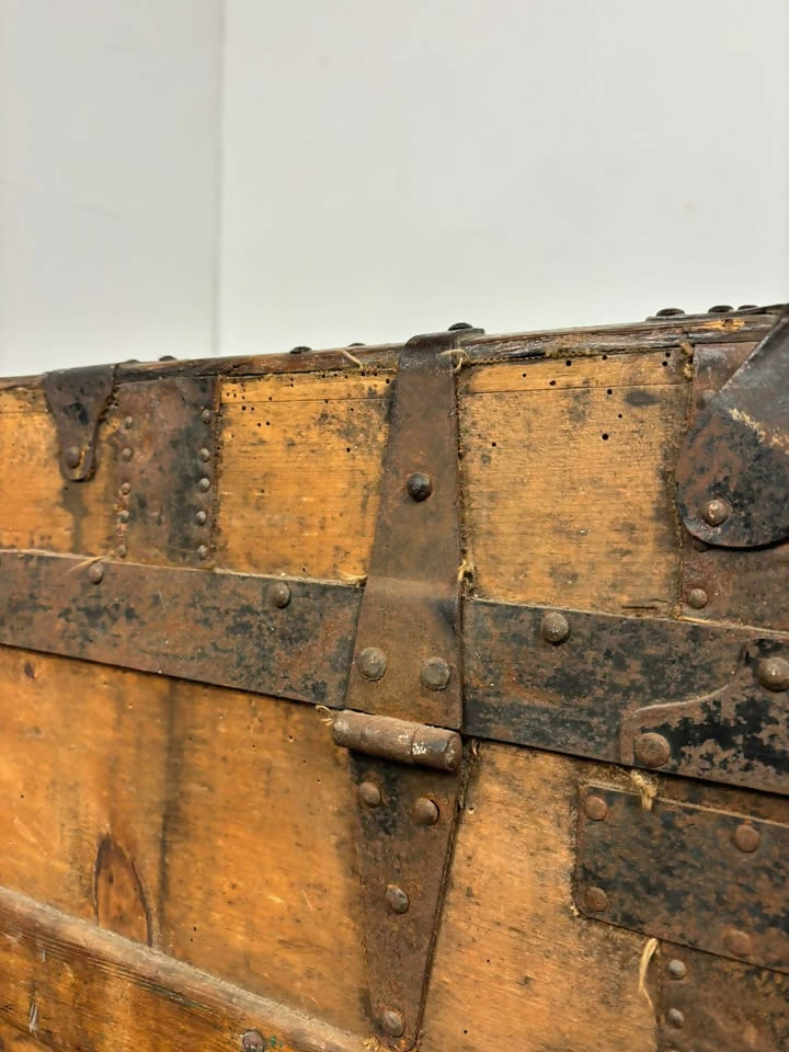Victorian Domed Steamer Trunk / Antique Travel Chest