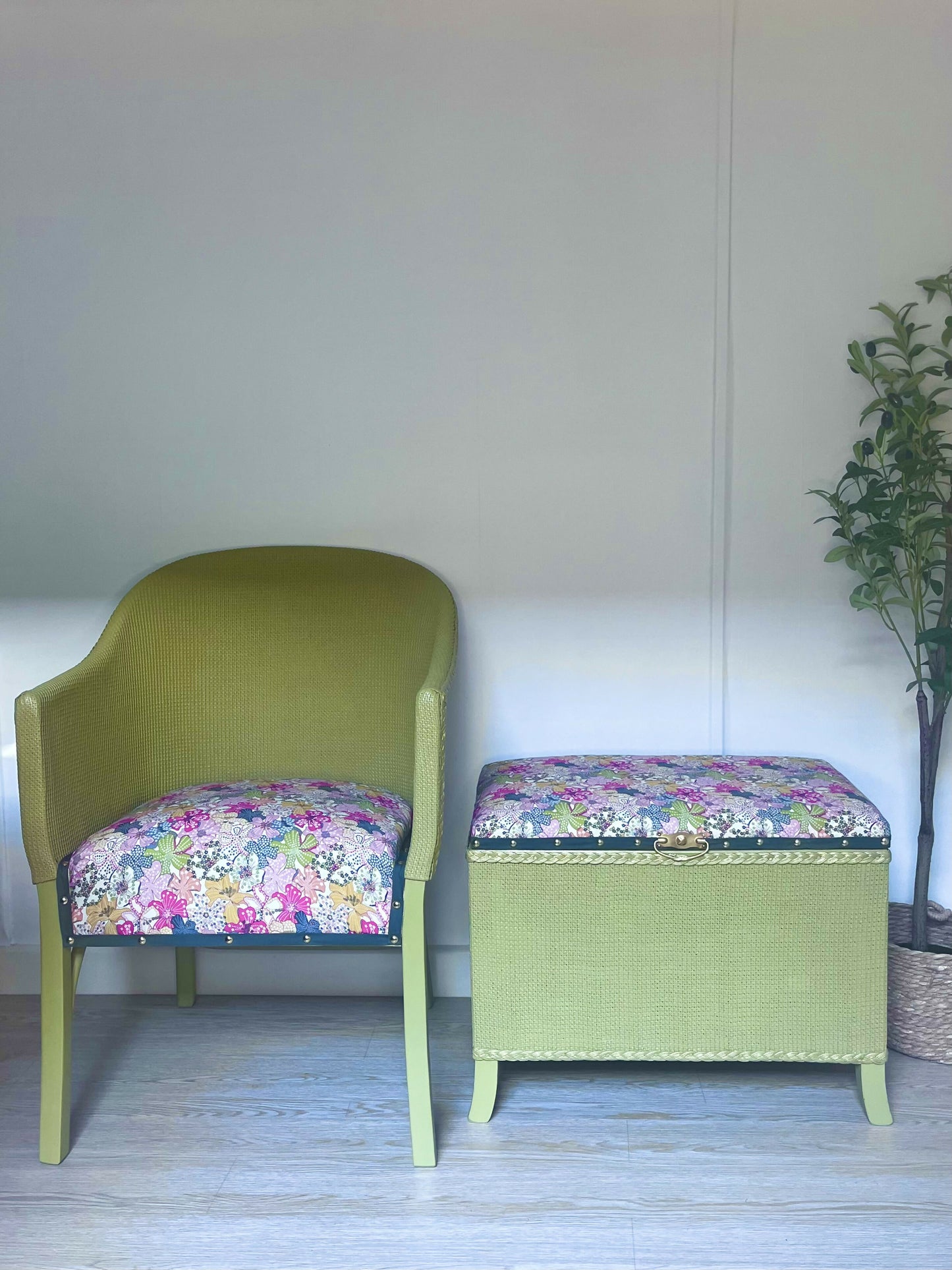 Lloyd Style Loom Wicker Chair and matching Blanket Box