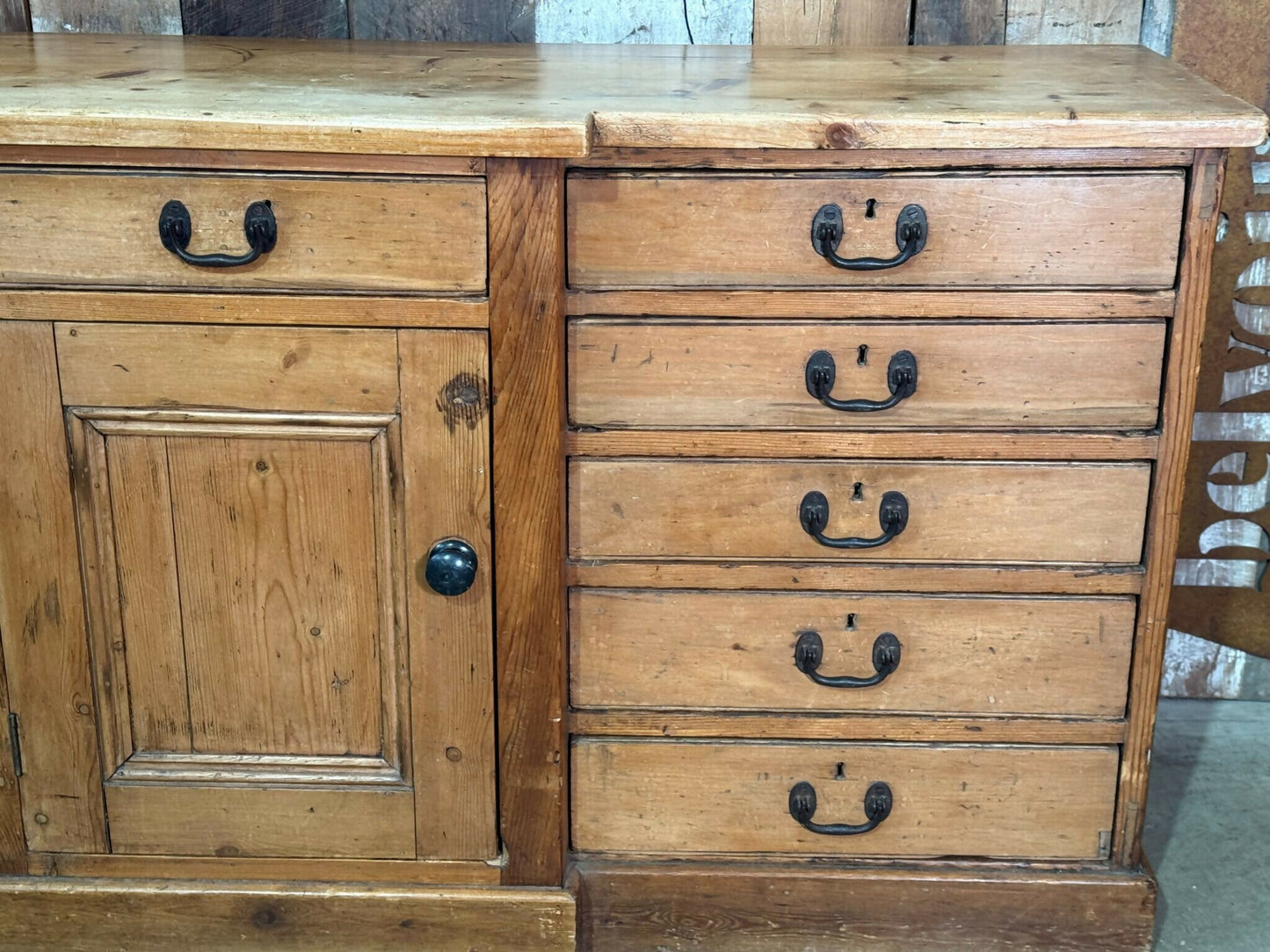 Antique Large Breakfront Mid Victorian Estate Country Sideboard Bank of Drawers Housekeeper Dresser Chest, c1850