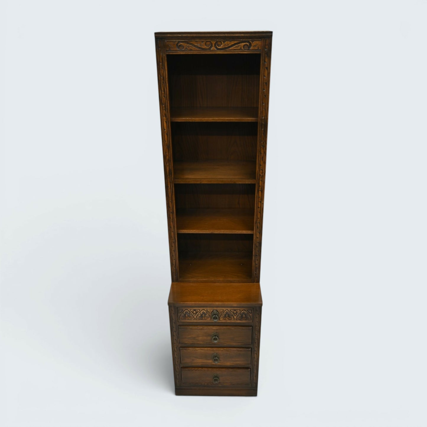 Old Charm Narrow Bookcase 4 Drawers 3 Shelves Light Oak FREE UK Delivery*