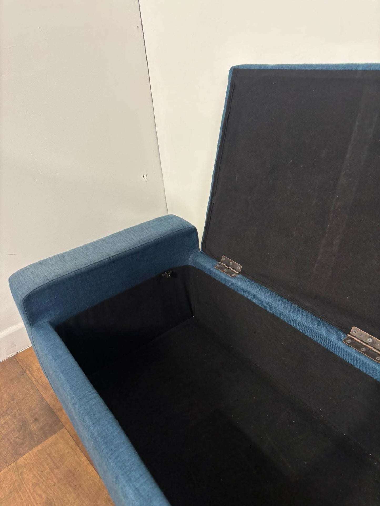 Modern Blue Upholstered Storage Ottoman Bench