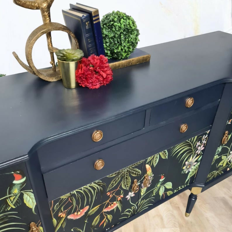 Navy strongbow sideboard, vintage sideboard, tropical furniture