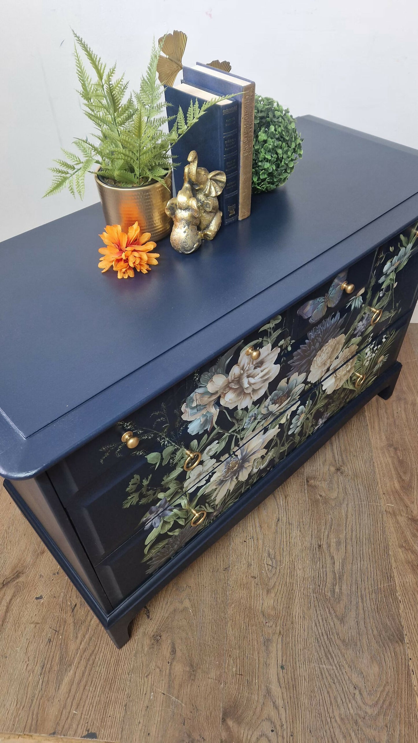 Stag navy chest of drawers