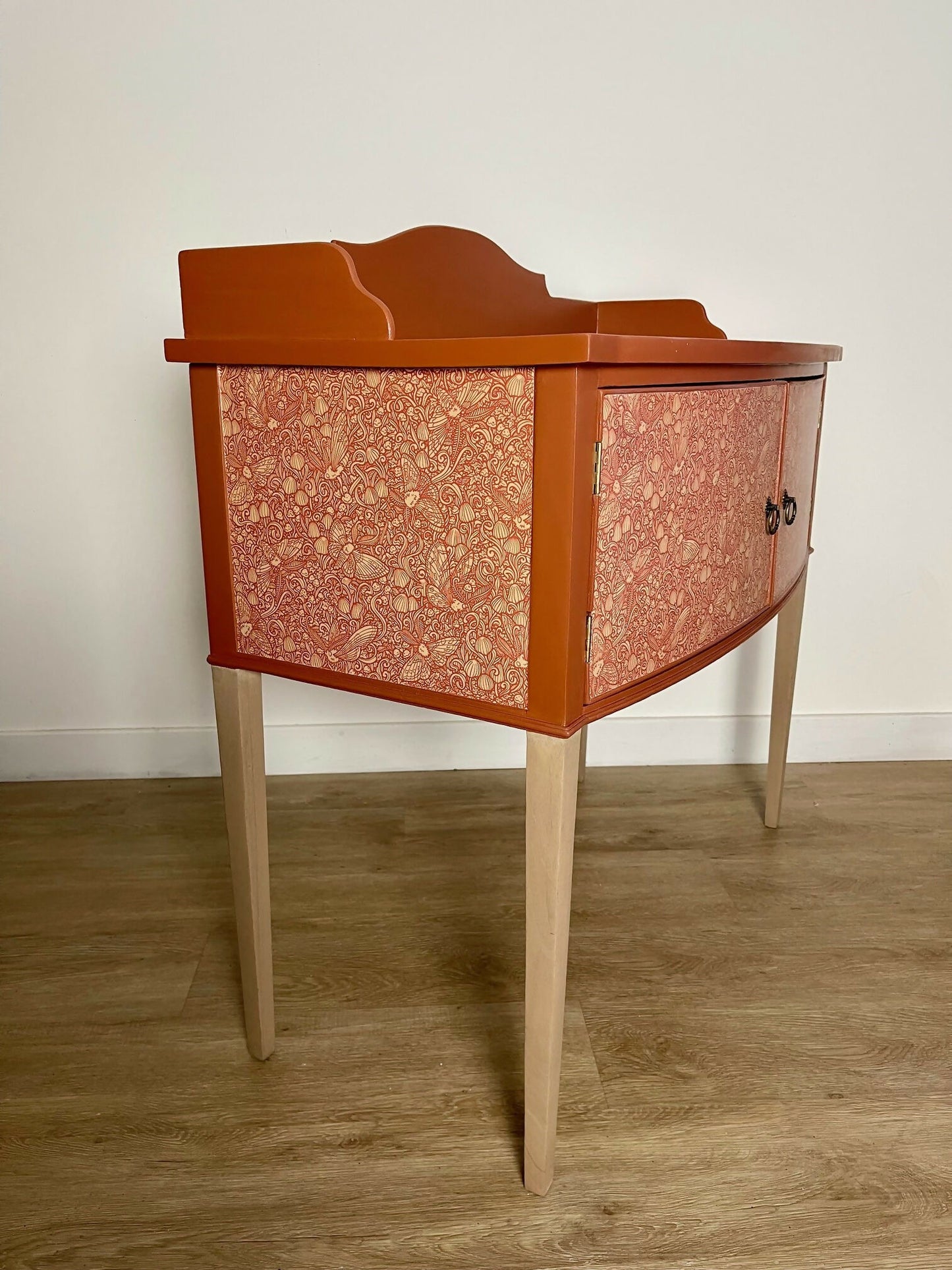 Unique vintage cabinet painted terracotta