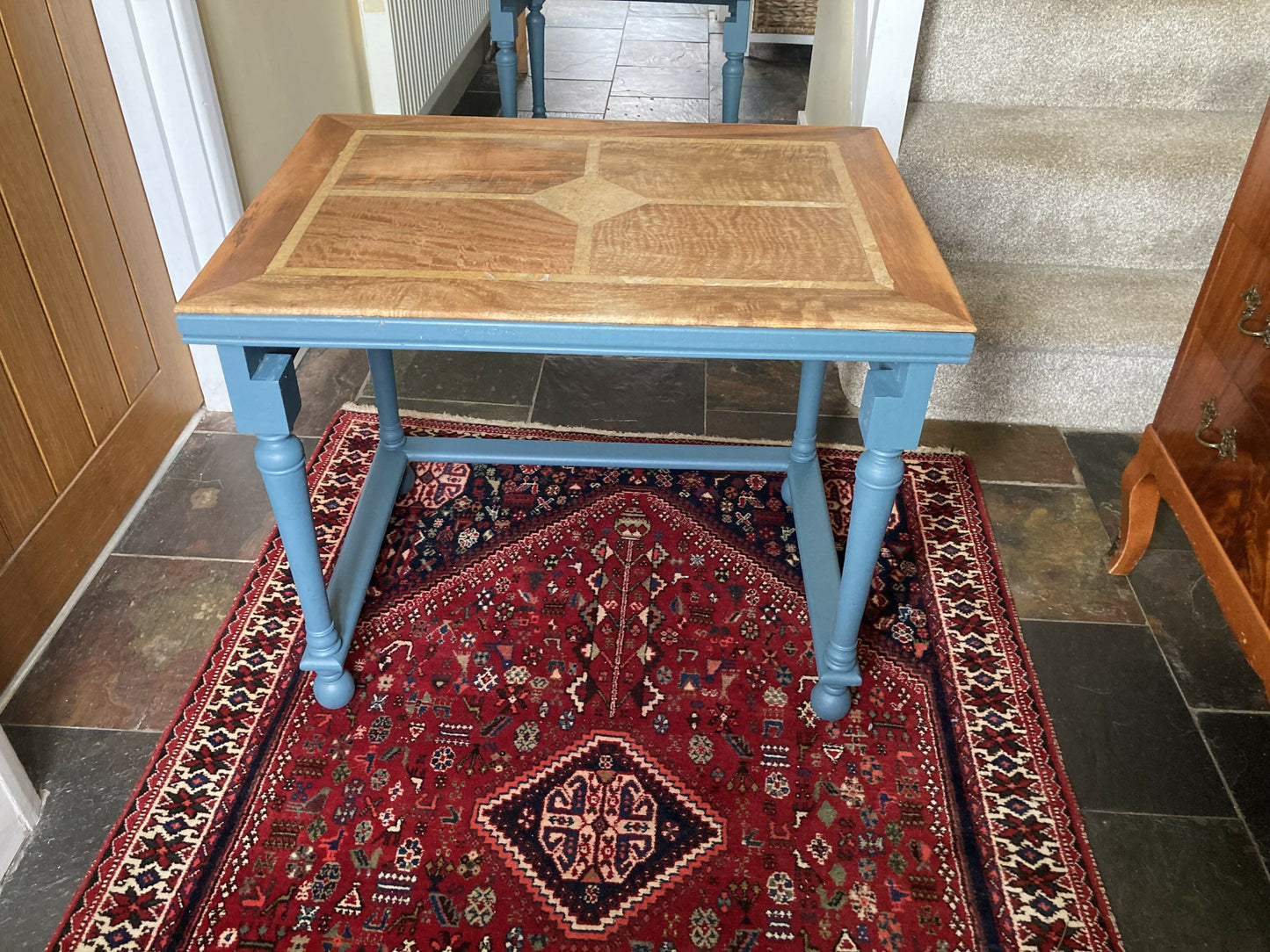 Solid Oak Inlaid Table Nest of 2