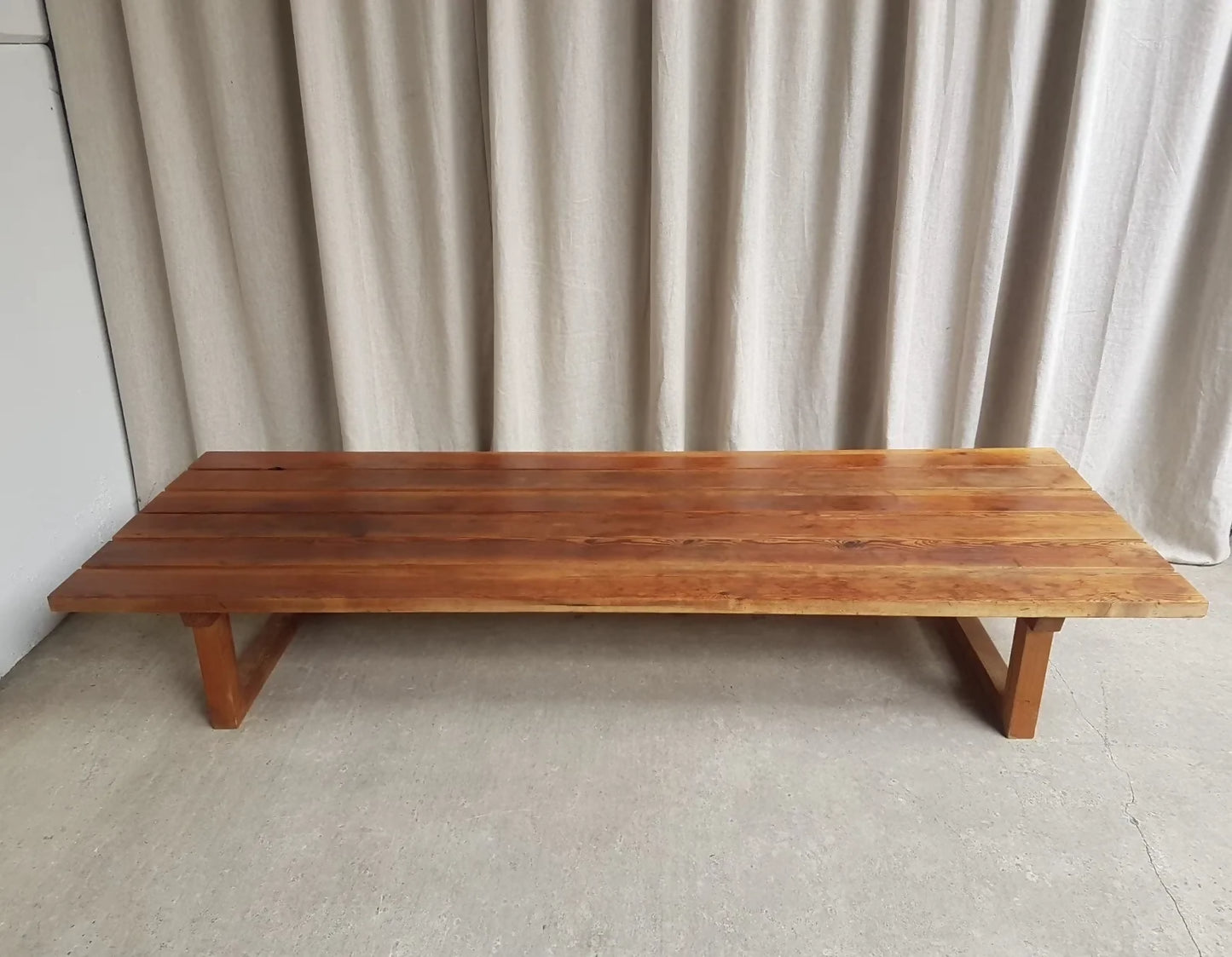 Vintage Mid Century Danish Pine Slatted Bench Seat Coffee Table Scandi Retro R477