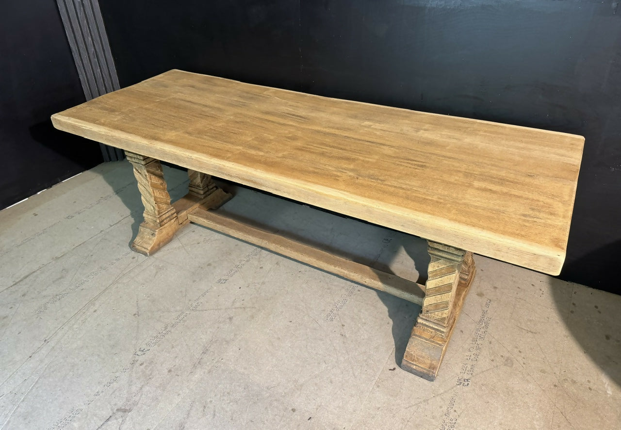 French Bleached Oak Farmhouse Dining Table