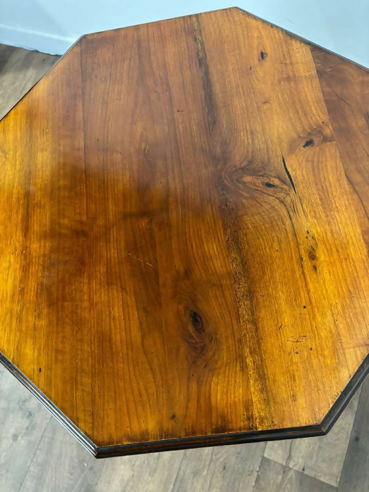 Edwardian Red Walnut Octagonal Window Table on Castors
