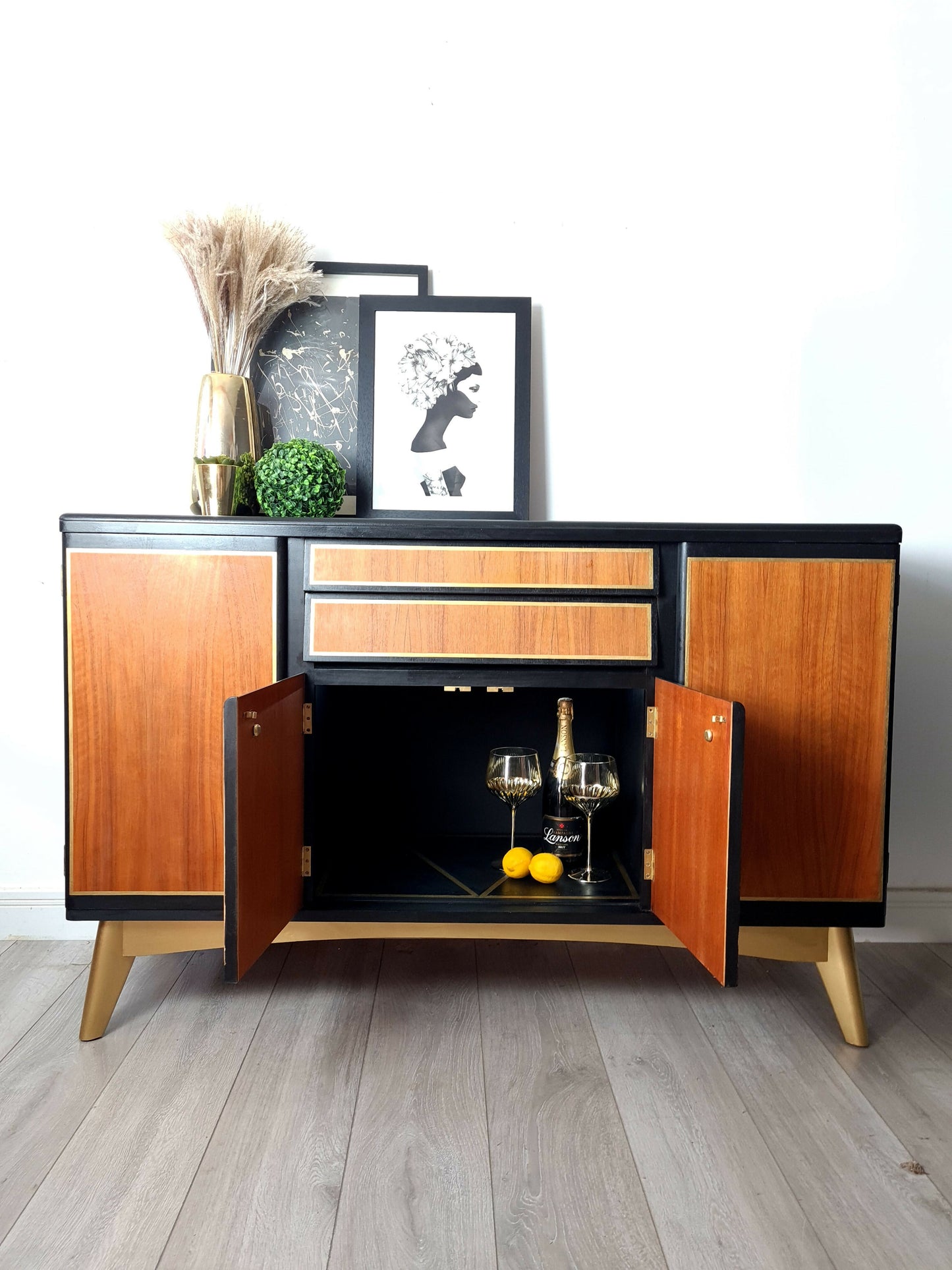 Nathan black cocktail cabinet, sideboard
