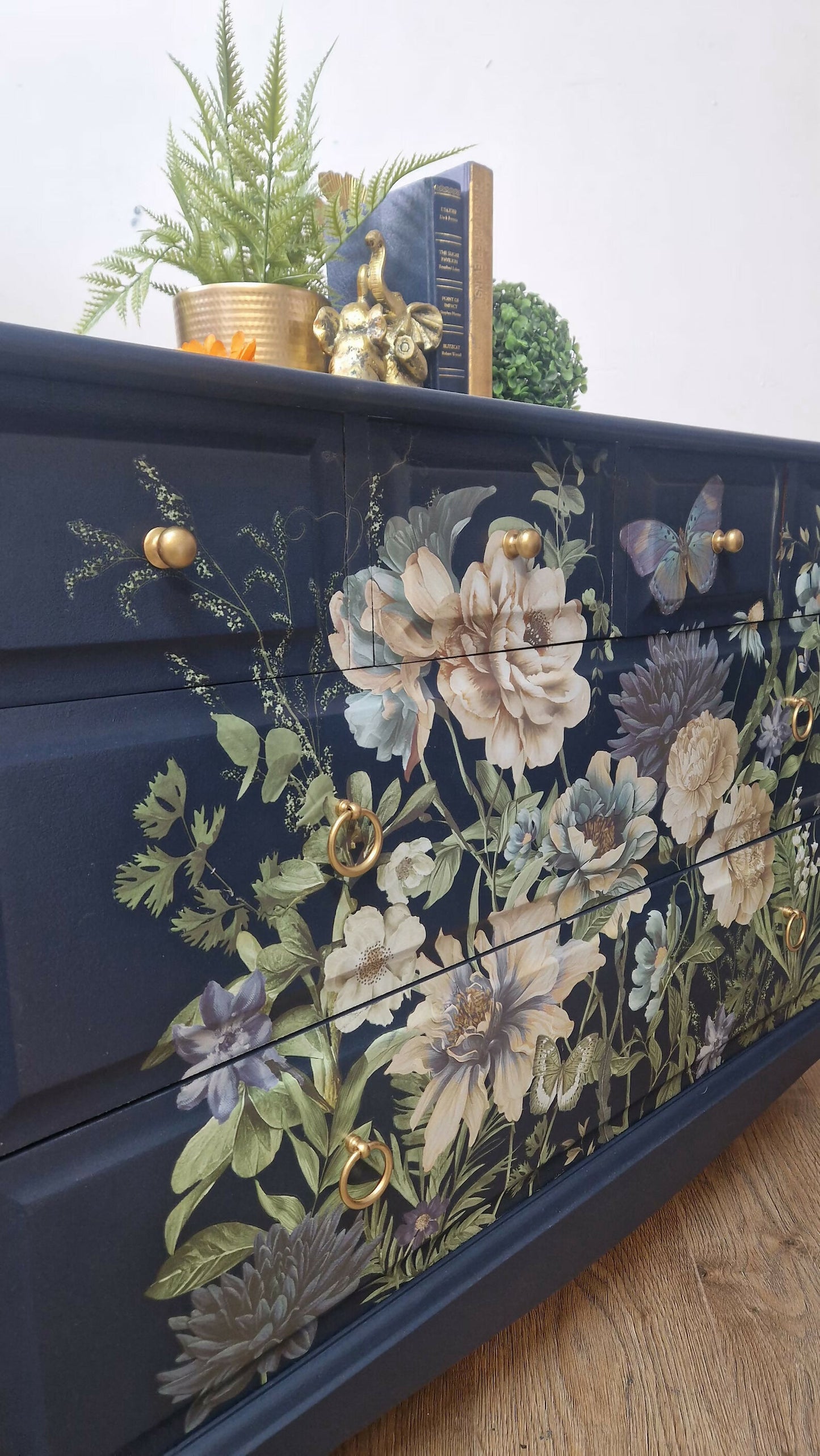 Stag navy chest of drawers