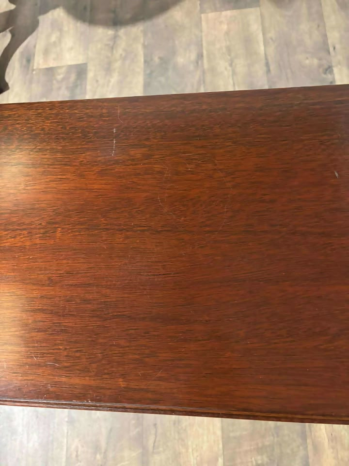 Vintage Reproduction Mahogany Rectangular Tripod Table with Single Drawer