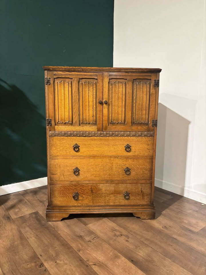 Vintage Oak Priory Tall Boy5