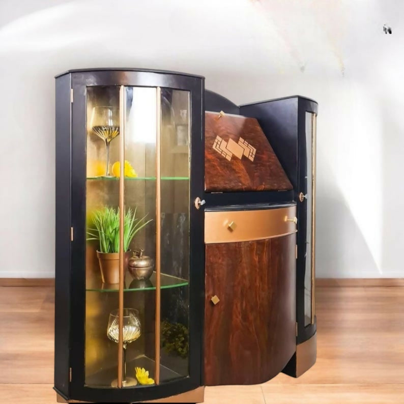 Large Art deco drinks display cabinet