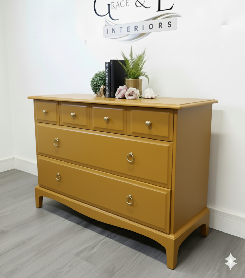 Stag minstrel chest of drawers in mustard