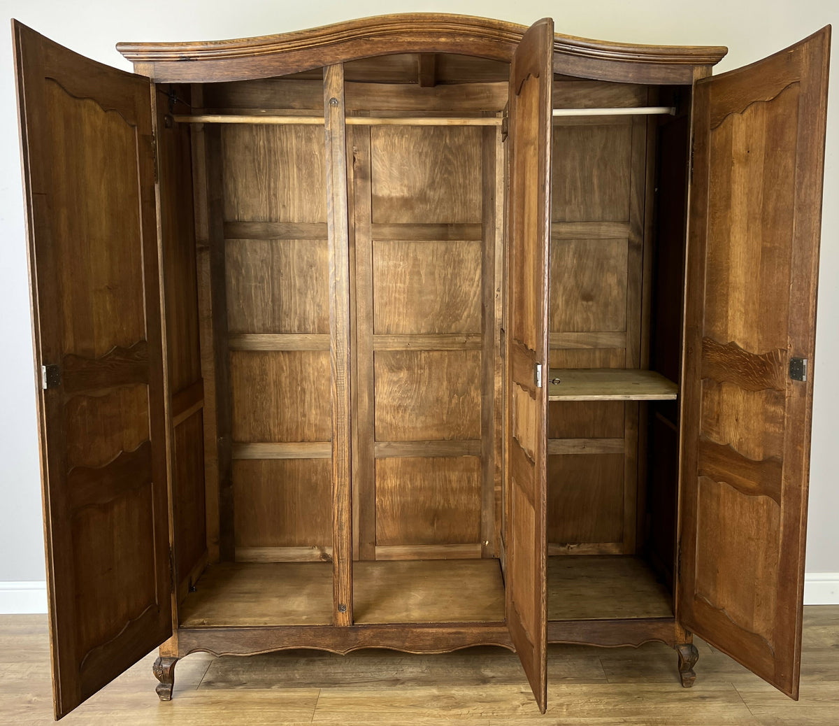 Wardrobe Vintage French Louis XVI Style Oak Three Door Carved Armoire LOT 6507
