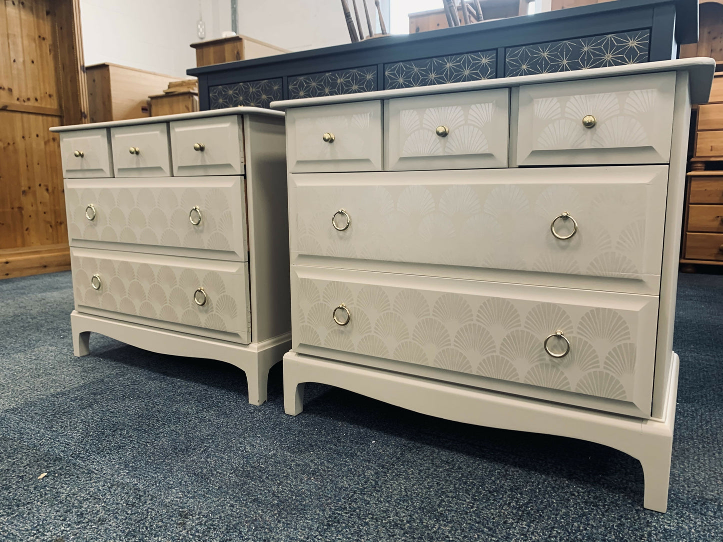 Stag pair of 3 over 2 chests or bedside tables