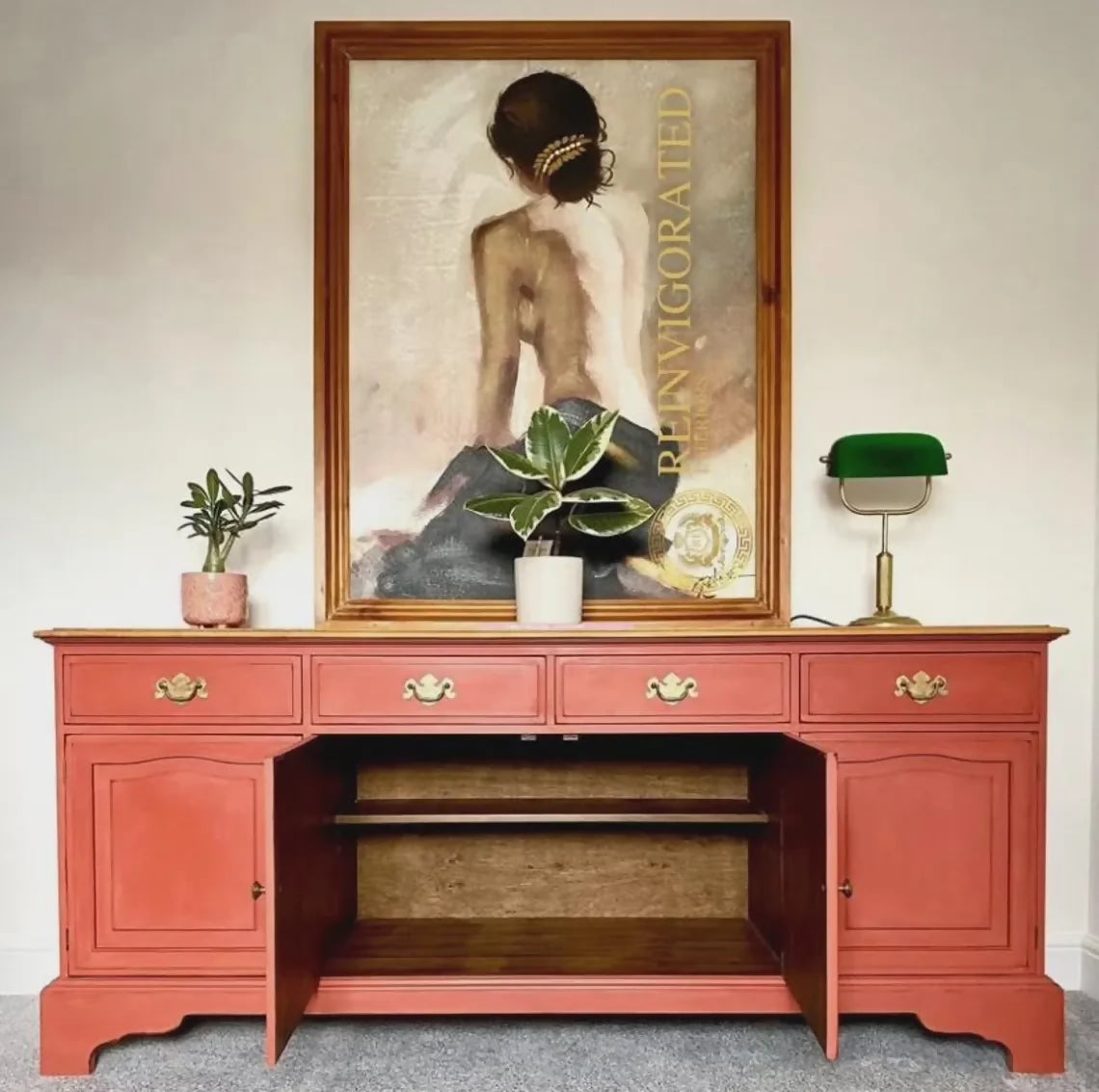 Vintage Sideboard in Annie Sloan Paprika Red – Hand Painted Storage Cabinet