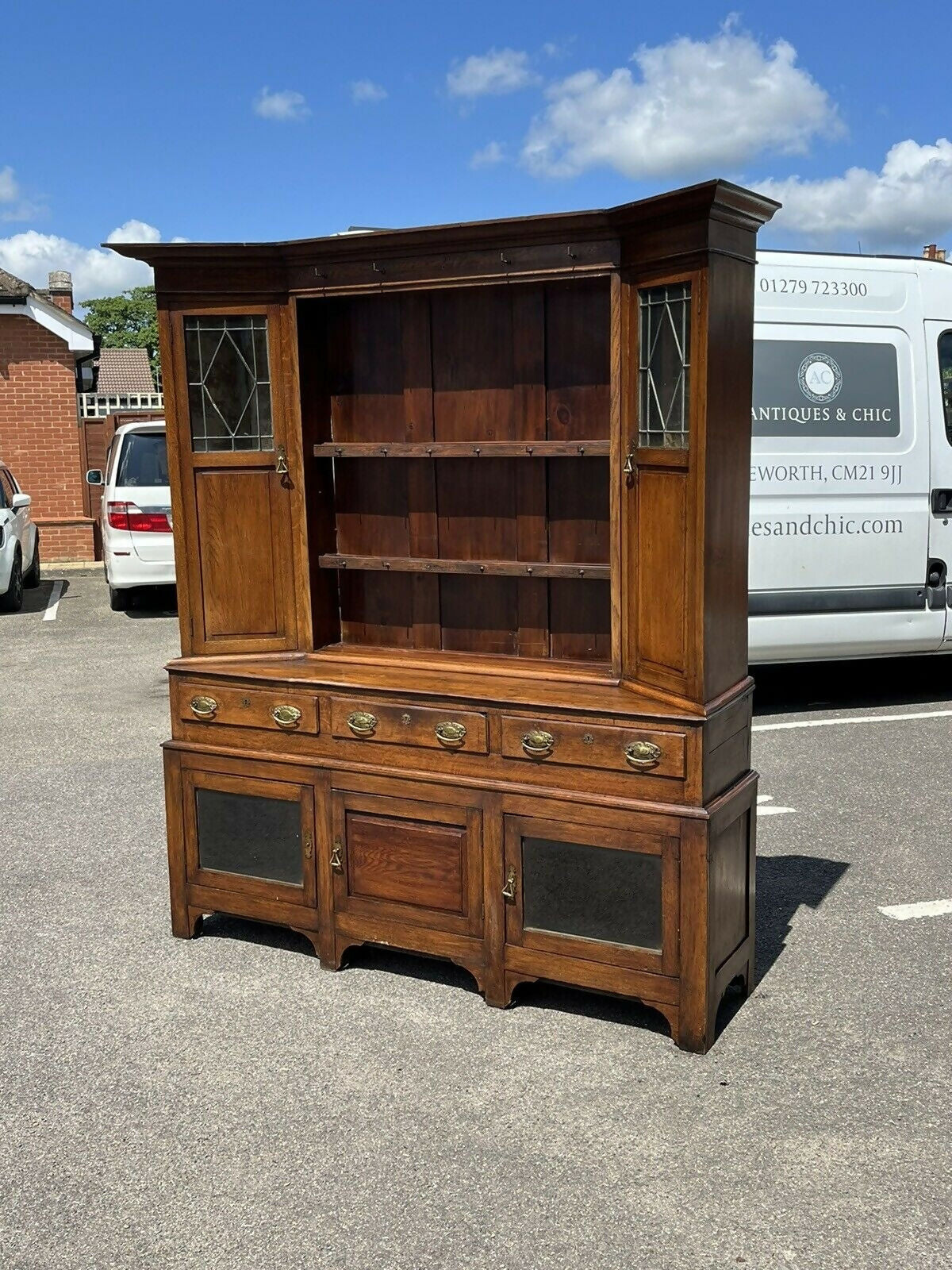 Large Vintage Georgian Oak Dresser, Amazing Colour, Loads Of Storage.