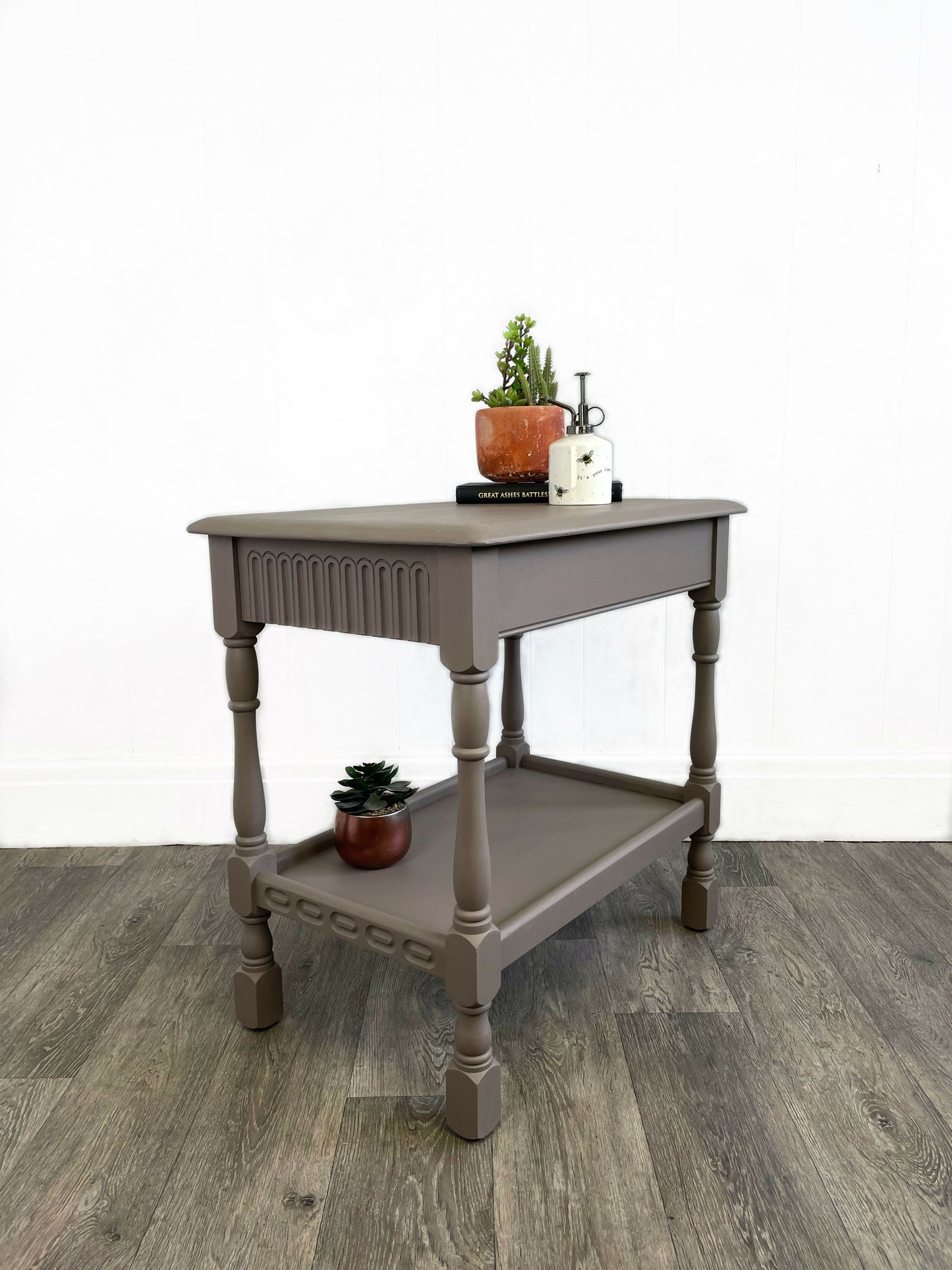 Beige Priory Two Drawer Console Table With Shelf
