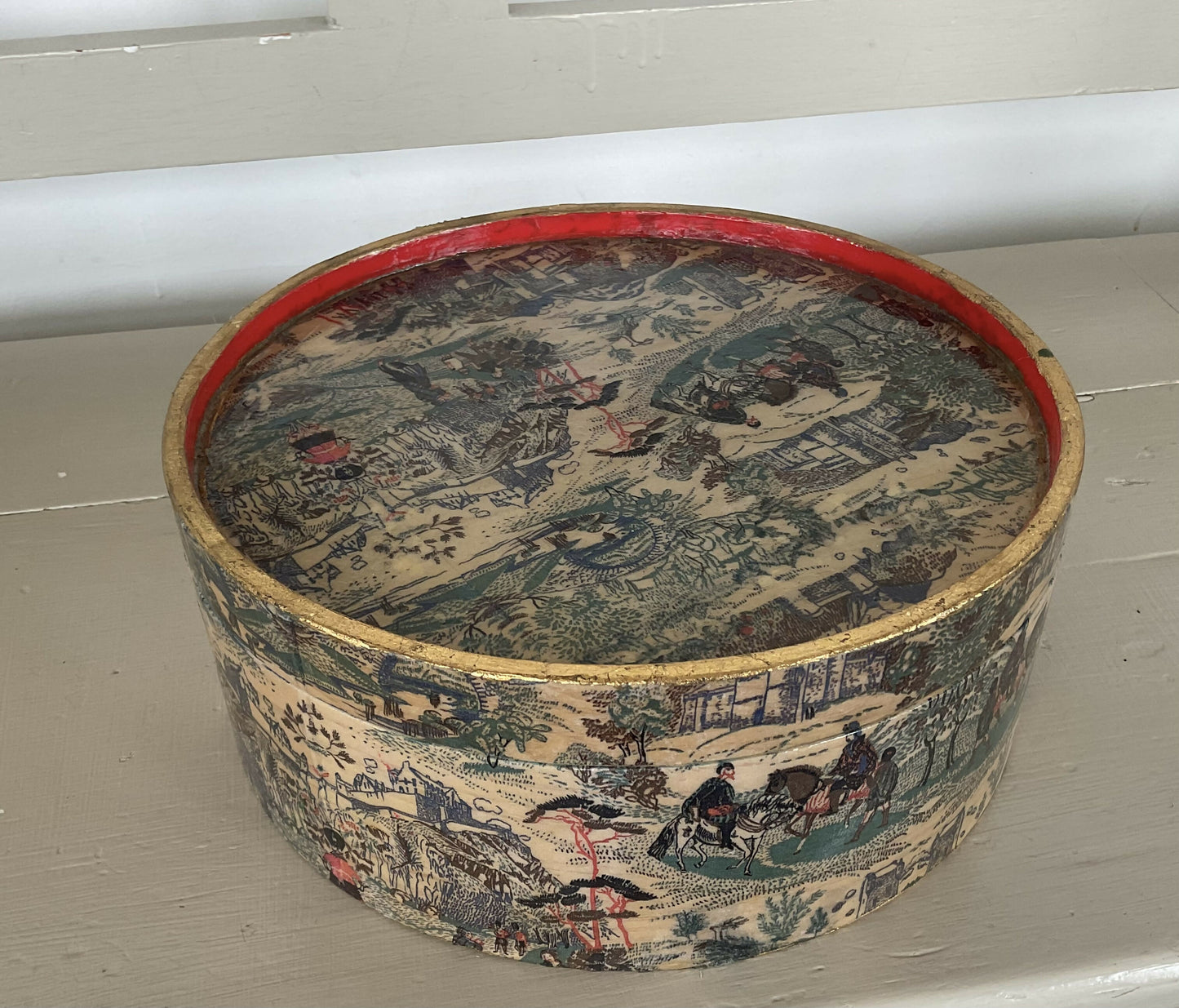 Decoupaged and lacquered bentwood box