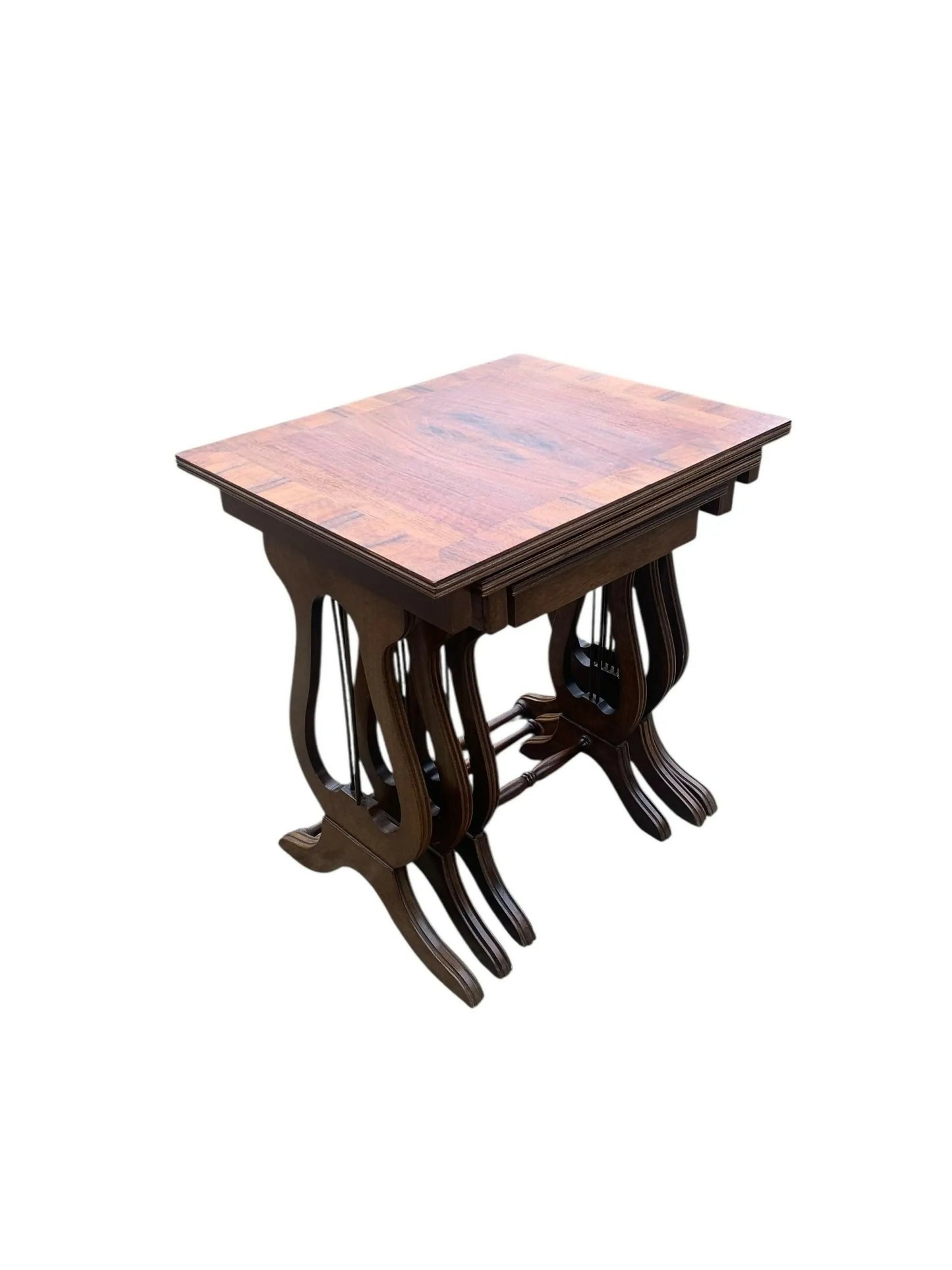 Vintage Regency style Walnut and Oak Lyle nest of tables