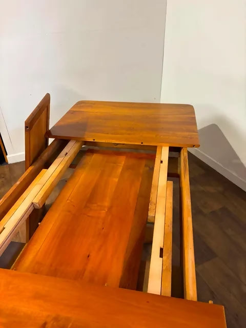 Cherry Wood Refectory Style Extending Table with Concealed Leaves