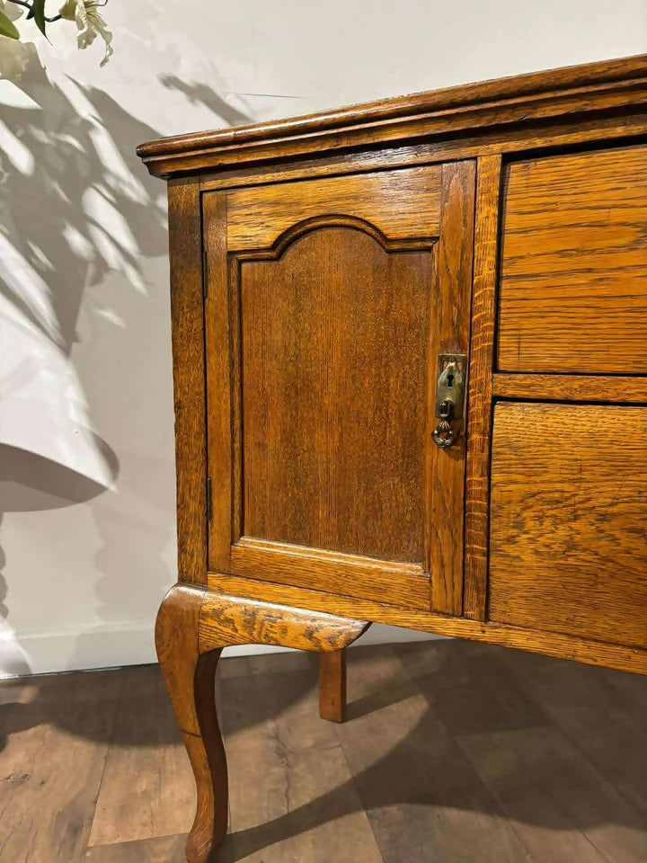 Vintage Oak Cabriole Leg Sideboard
