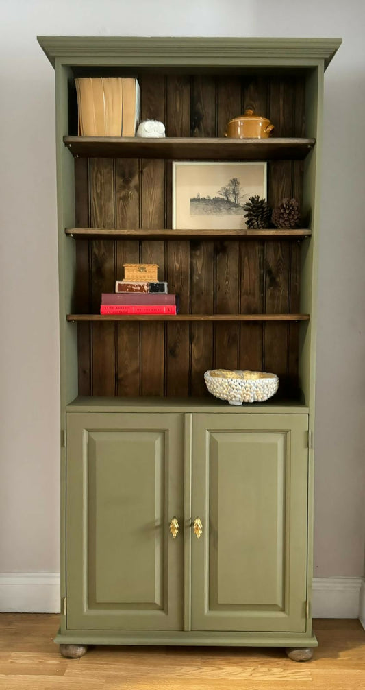 NOW SOLD. Bookcase or Display Cabinet & Solid Wood Backing.