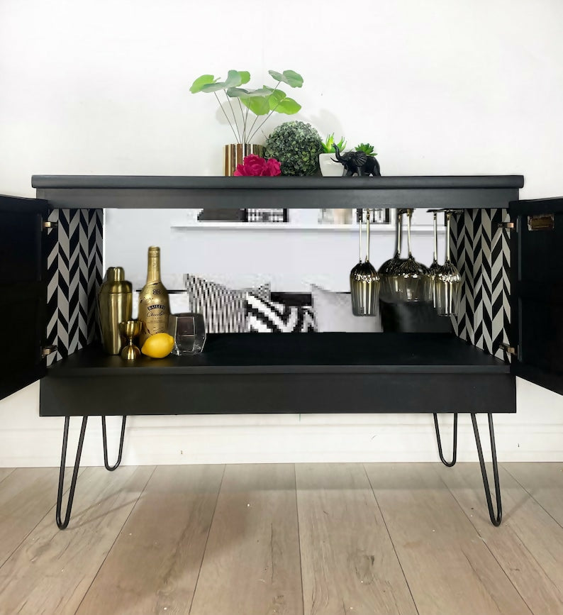 Monochrome Nathan Drinks Cabinet in black and white