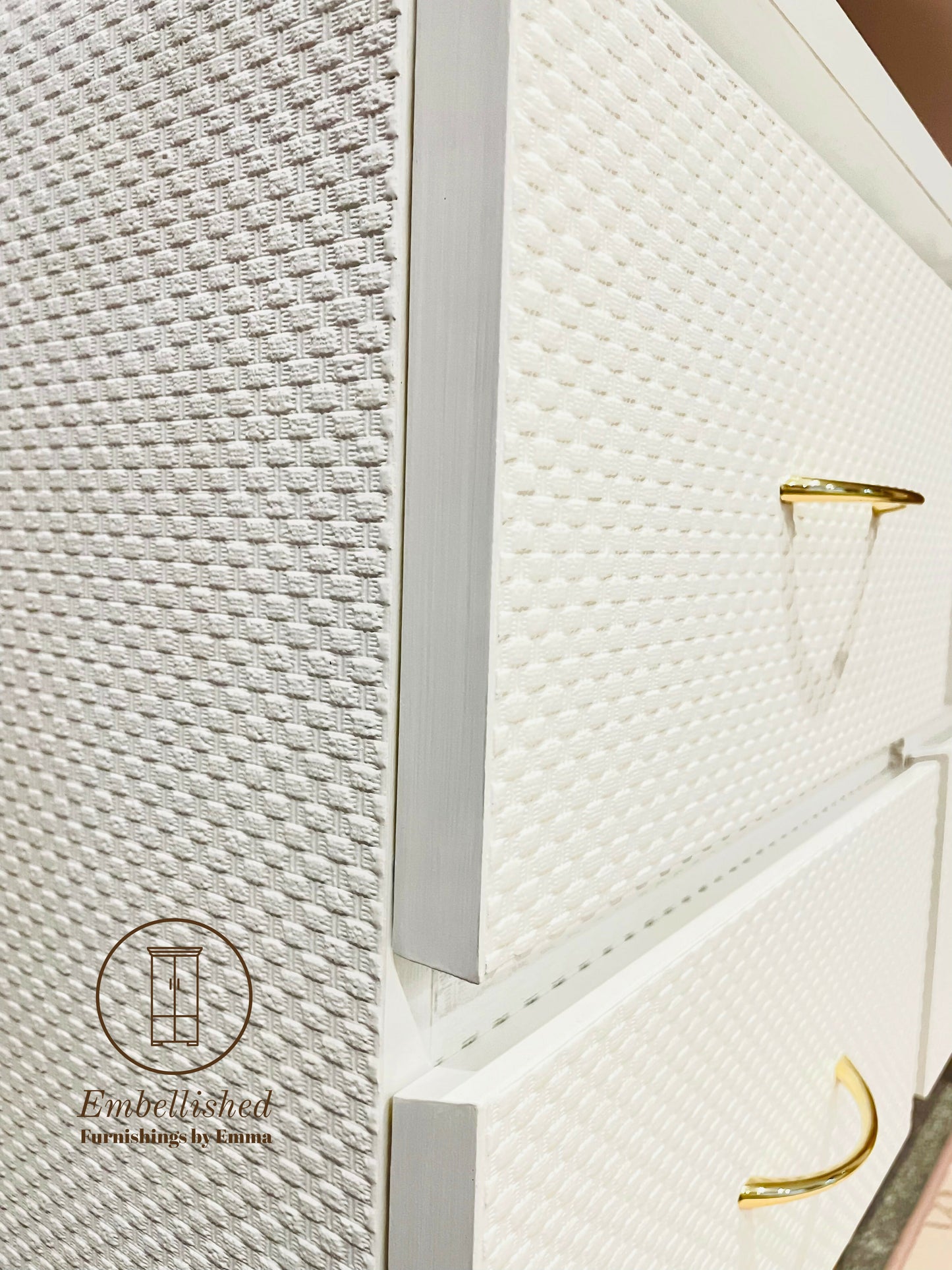Pair of white textured bedside cabinets (SOLD)
