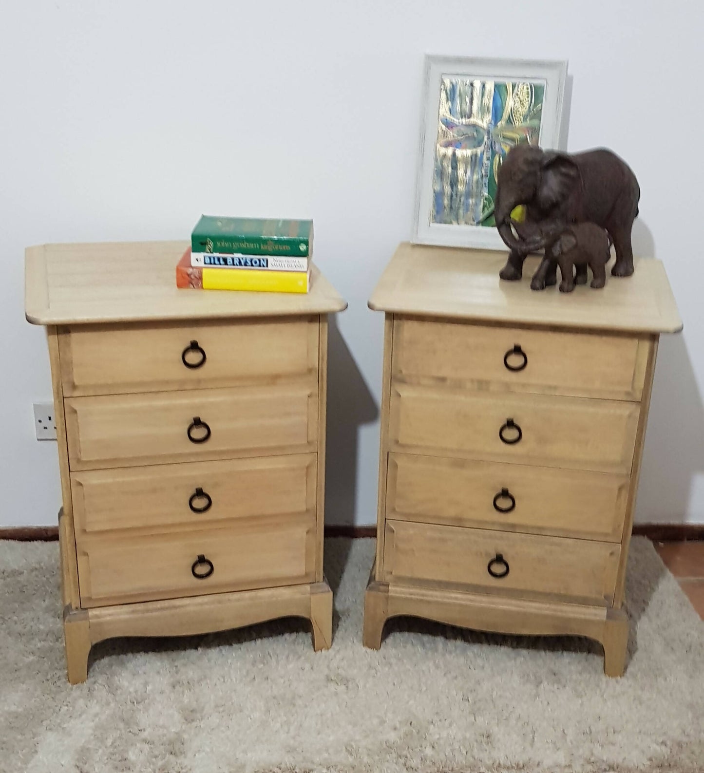 Stag Minstrel rustic, weathered style bedside table, Stag drawers natural colour
