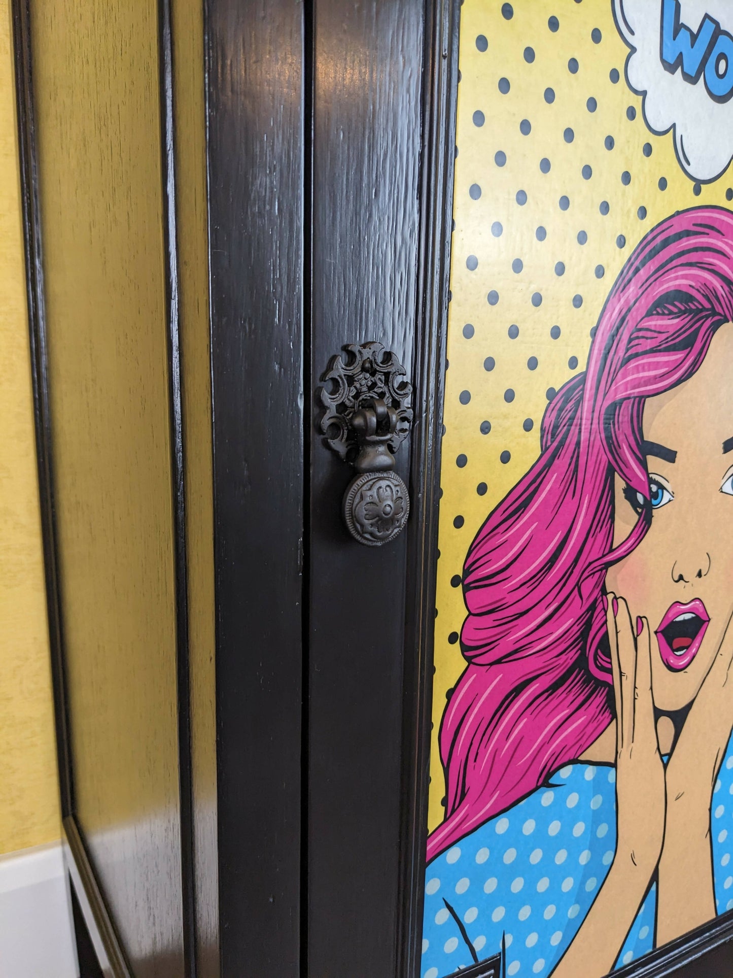 Vintage cupboard upcycled in pop art style.