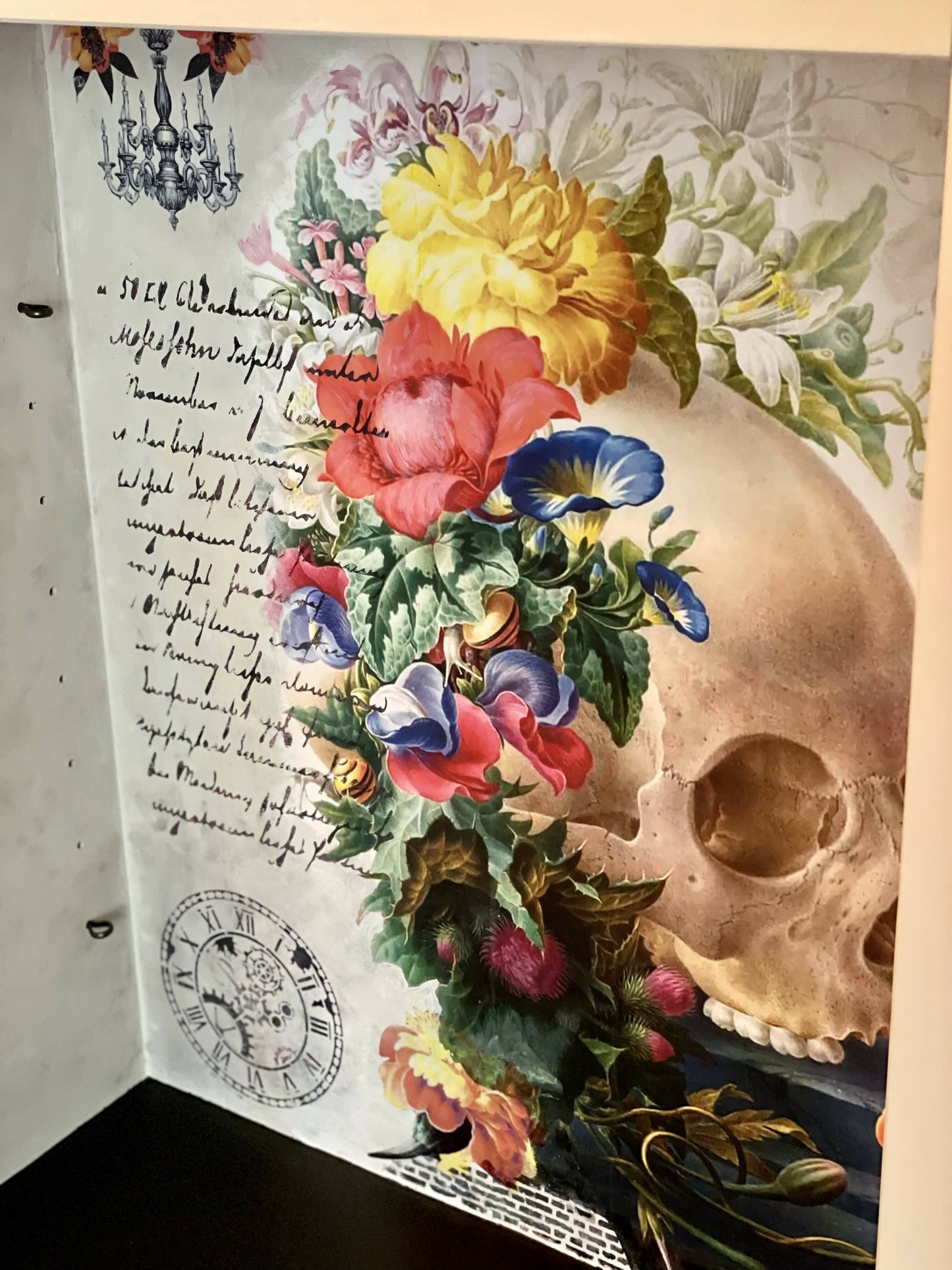Stunning Skull & Flowers Display Shelf, Bookcase