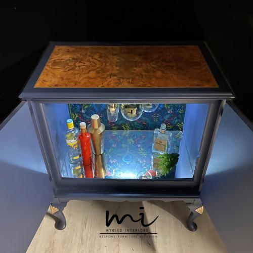 Vintage decoupaged art deco drinks cocktail cabinet