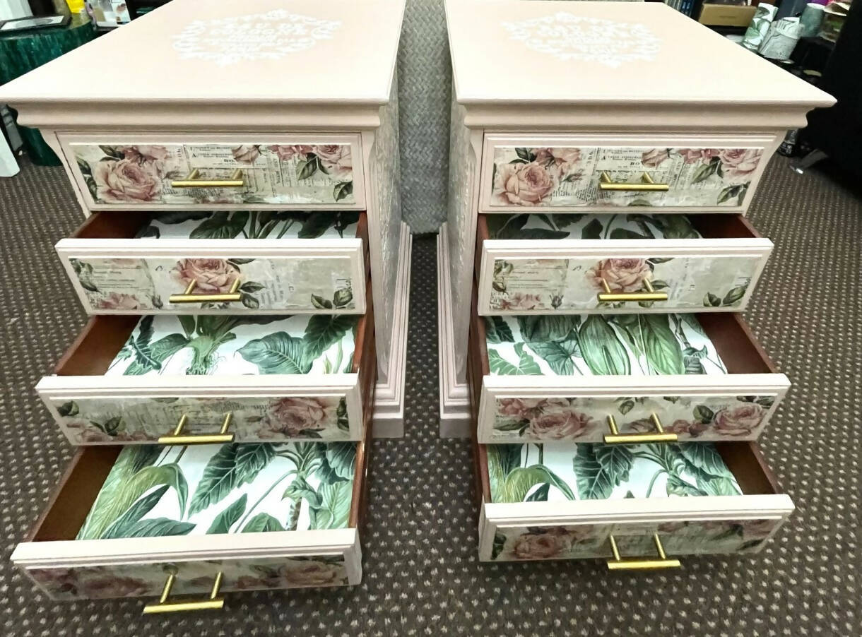 SOLD SOLD Vintage pink bedside cabinets