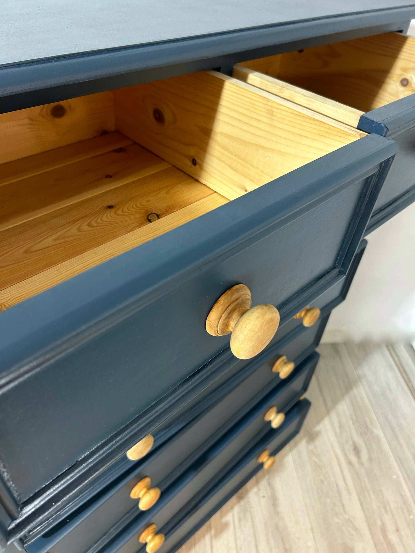 Blue Rustic Pine Chest of Drawers