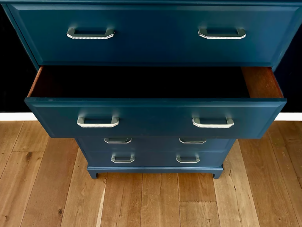 Navy Blue Stag Vintage Tallboy Chest of Drawers