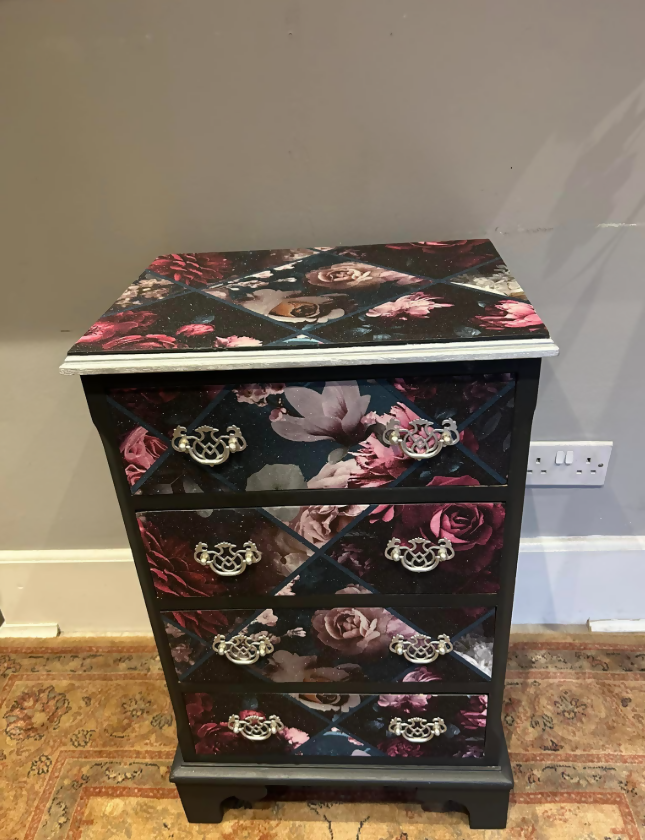Beautiful Floral Vintage Bedside Cabinet