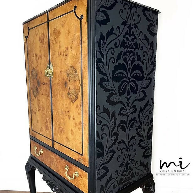 Vintage Cocktail Cabinet, Queen Anne Drink Cabinet Art Deco