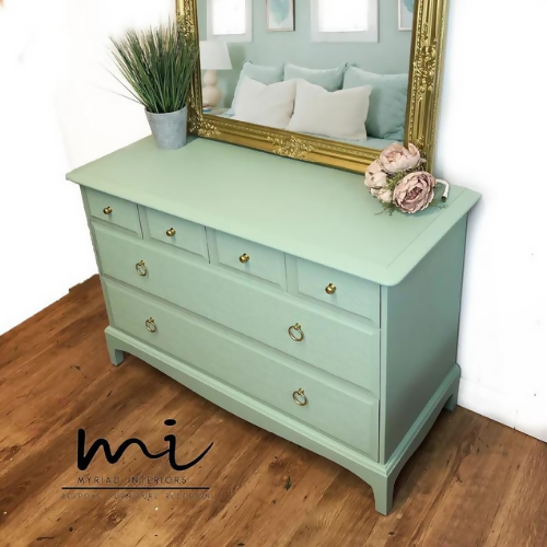 Refurbished Stag Minstrel chest of drawers textured decoupage