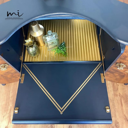 Refurbished vintage Beautility cocktail cabinet, Art Deco, hand painted, drinks cabinet, gin bar, burr walnut - commissions available -