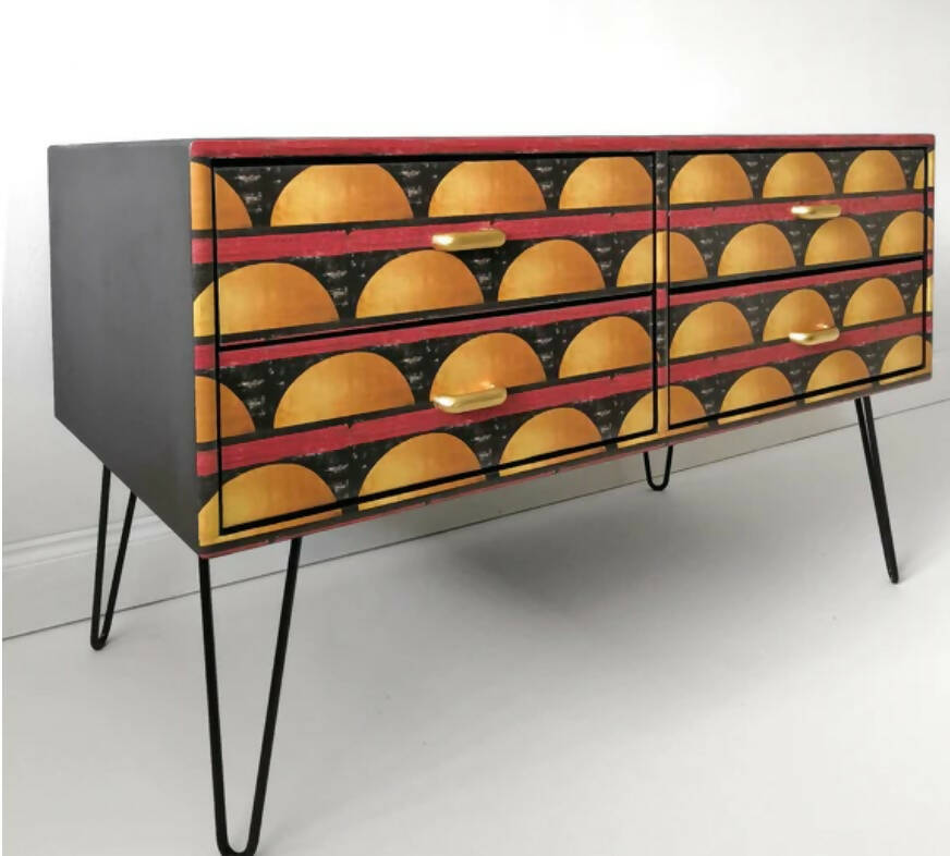 Orange Art Deco Sideboard