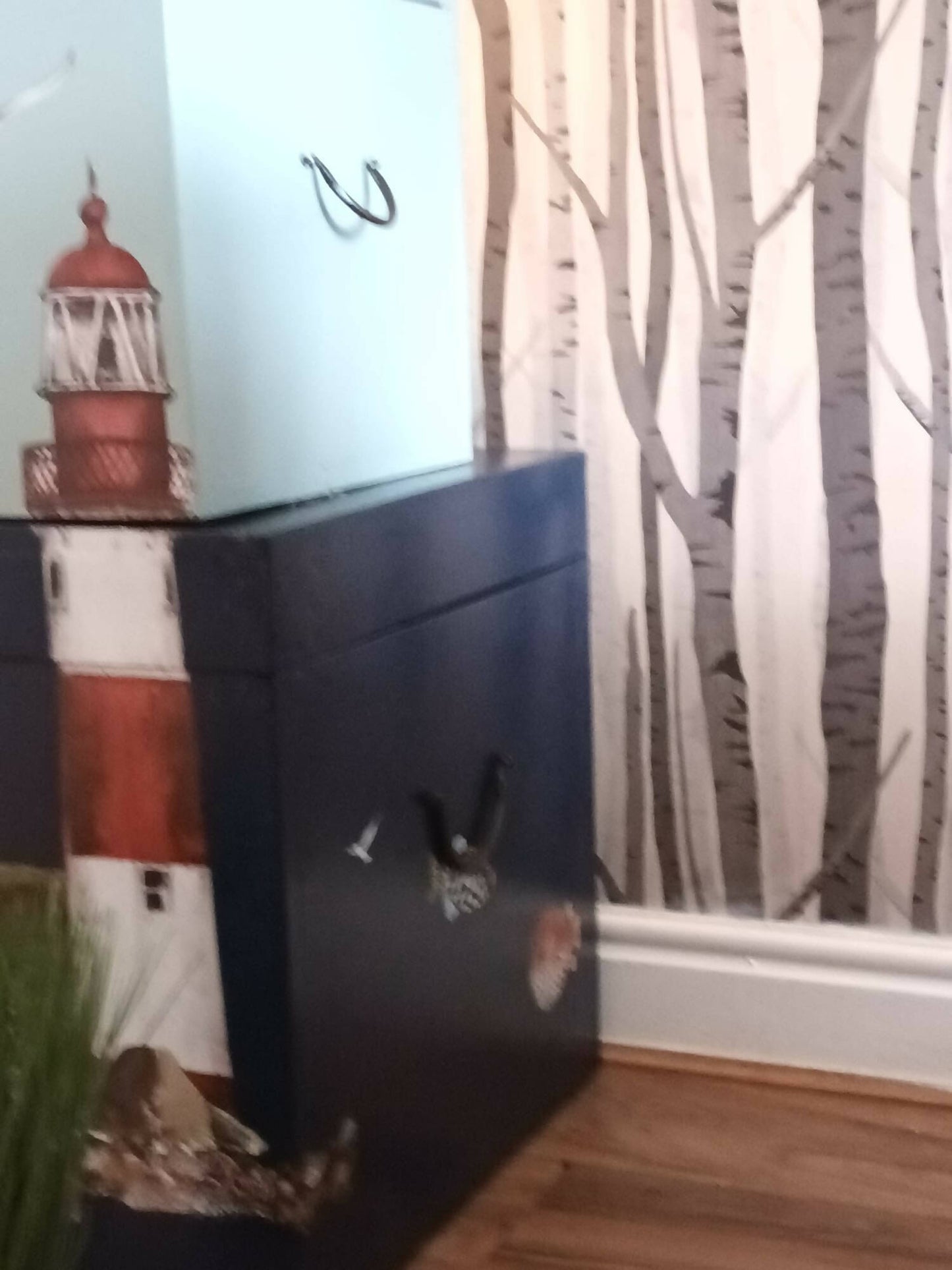Blue Vintage Nautical Theme Storage Trunks