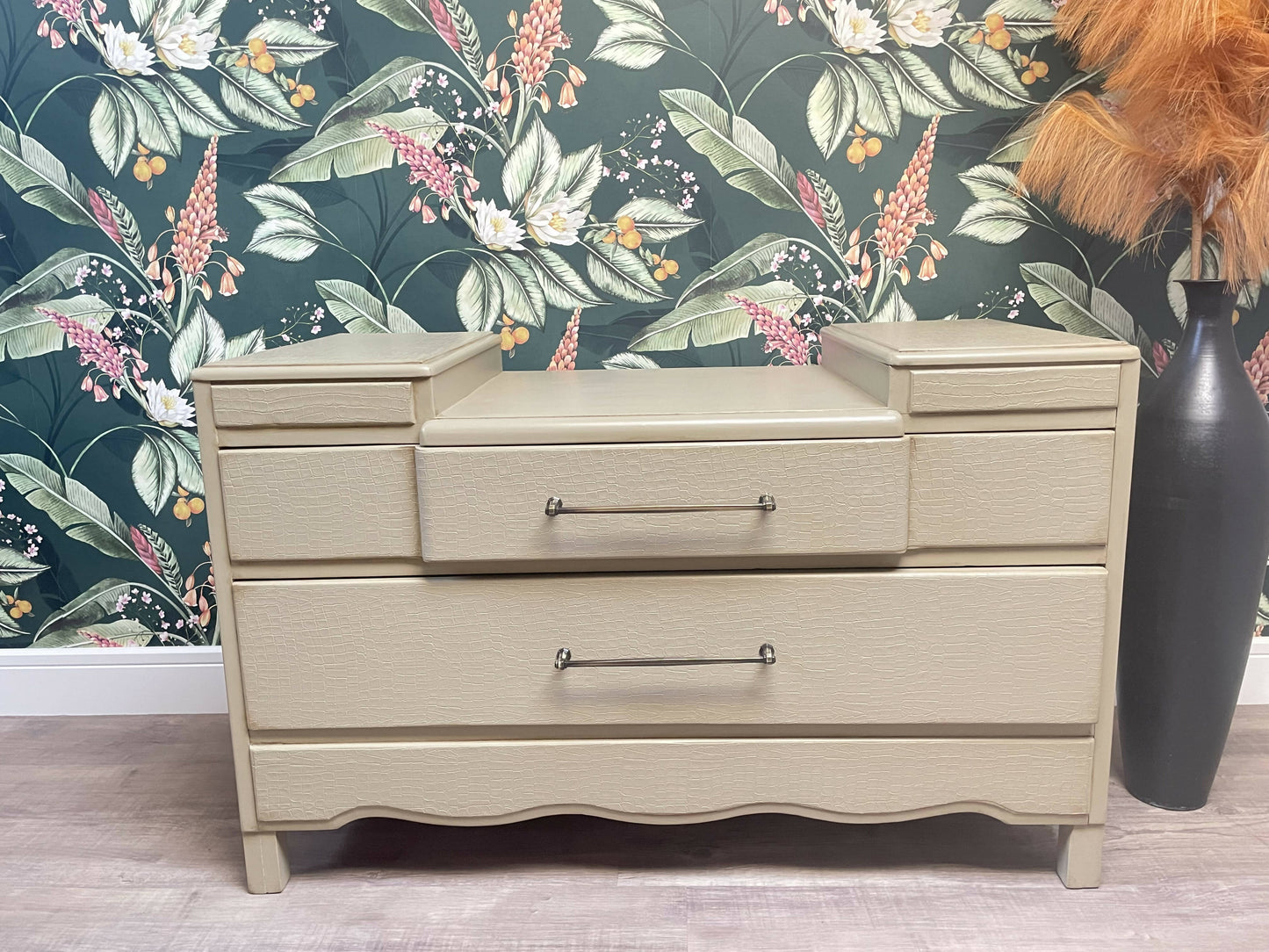 Storage chest of draws/vintage feel with faux crocodile effect