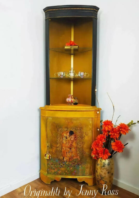 HandPainted Vintage Corner Cabinet