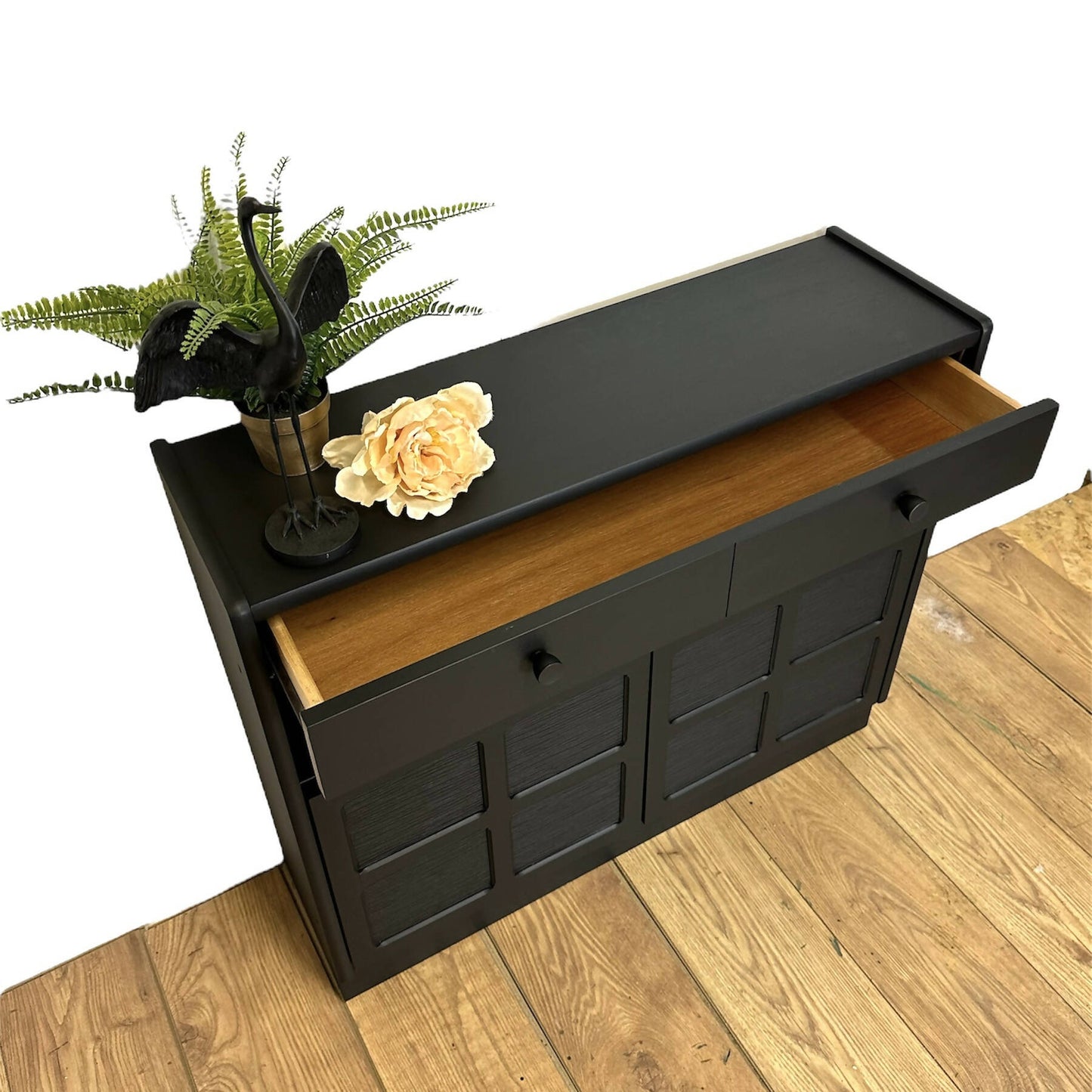 MADE TO ORDER Refurbished rare mid century Nathan black sideboard, retro hallway table, teak console, vintage, slim, narrow, Cupboard