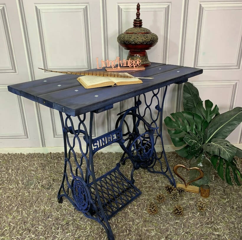 Sewing Machine Table Singer Table Yakisugi Technique Industrial Style Console Table