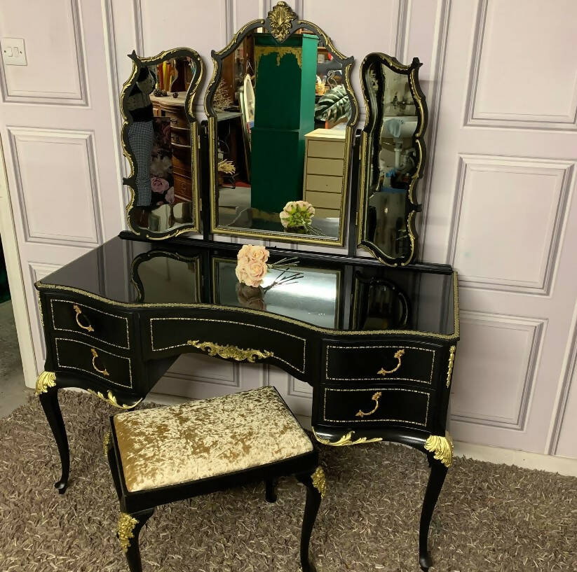 Carved Black Olympus Dressing Table