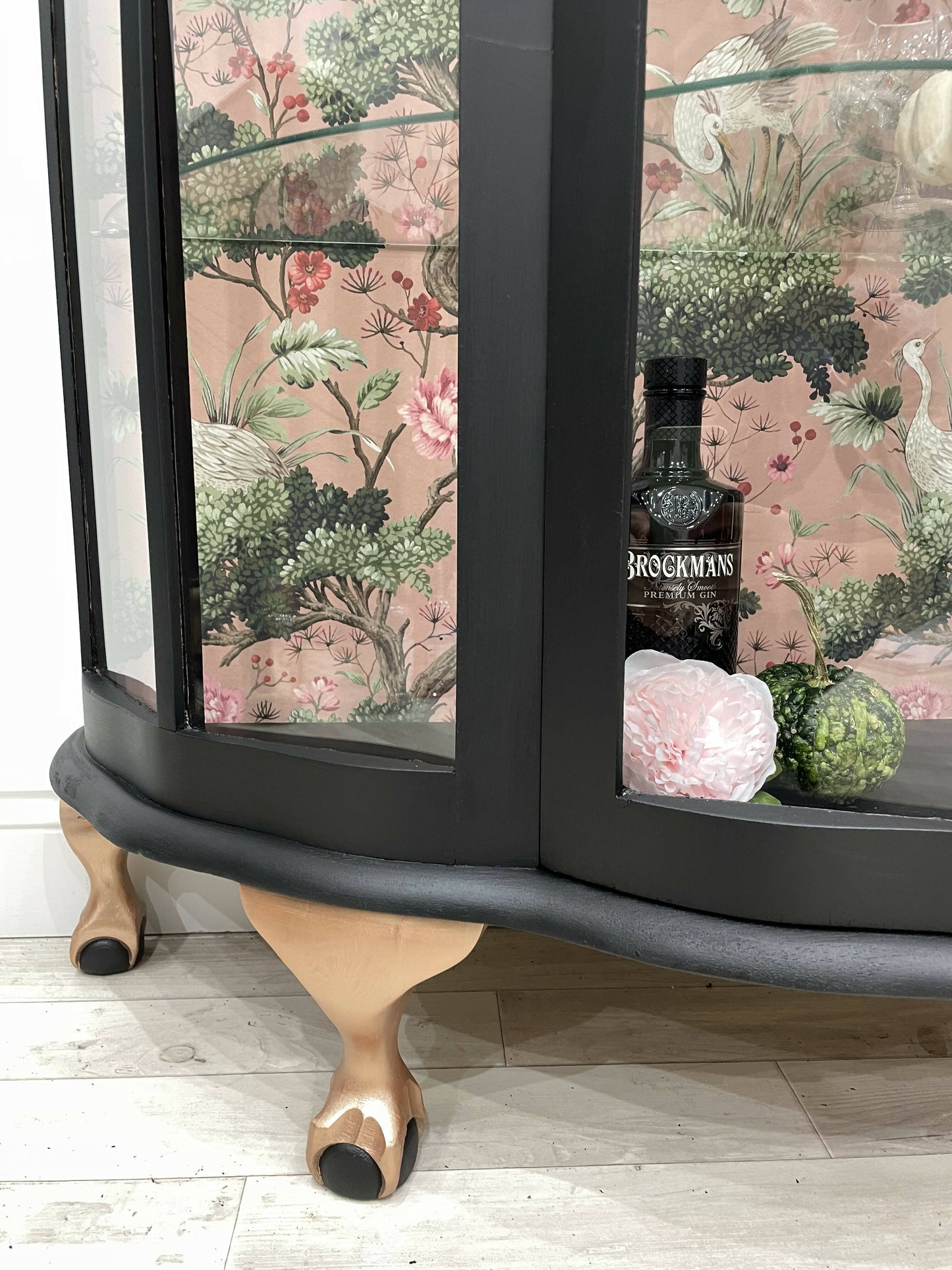 GIN CABINET *** made to order - Similar cabinets in stock *** - Vintage Antique Drinks Cocktail Cabinet in black and pink